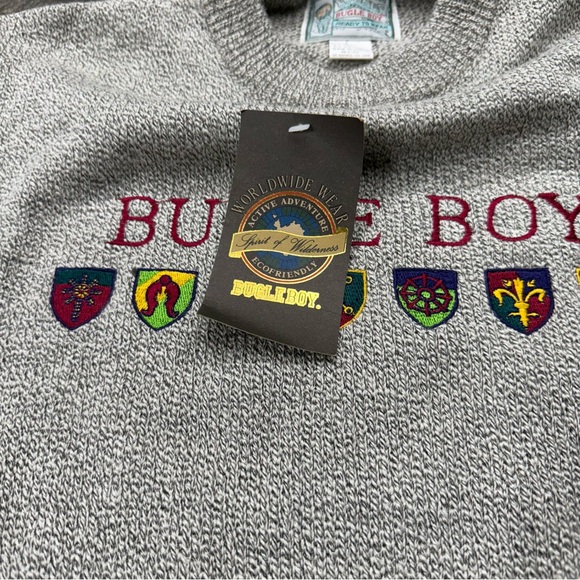 Vintage Bugle Boy Fisherman Sweater Embroidered Logo 90s Knit NOS - Picture 4 of 7